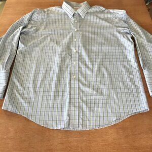 Brooks Brothers 346 Regular Fit Non Iron Dress Shirt Men 18-35 Blue Plaid 17196